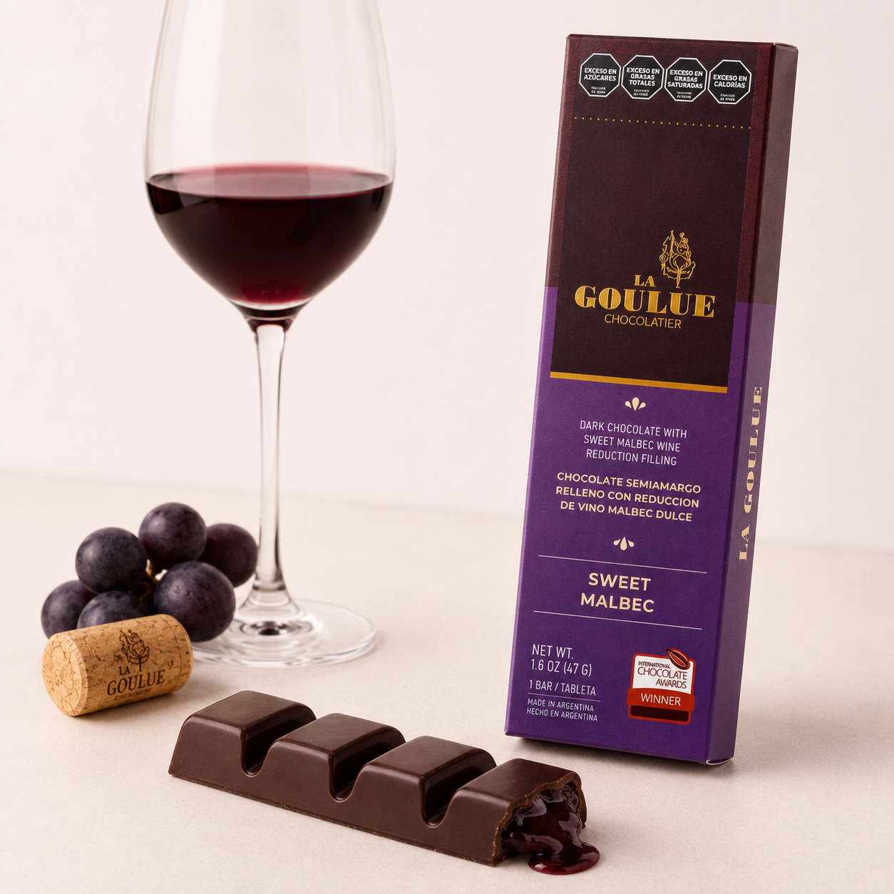 Sweet Malbec filled Chocolate bar